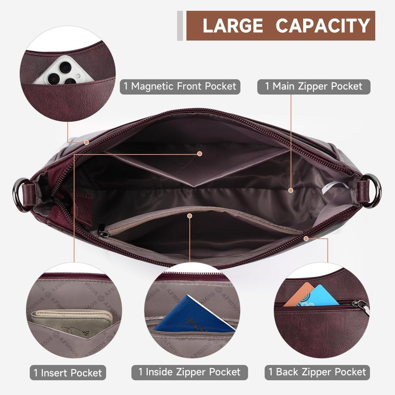 APHISON Trendy Leather Crossbody Purse with Adjustable Strap, Women's Shoulder Handbag - Image 3